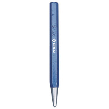 Groz HD Centre Punch - 5/32in (4mm) with durable hexagonal shank and precision ground tip for accurate marking on various materials.