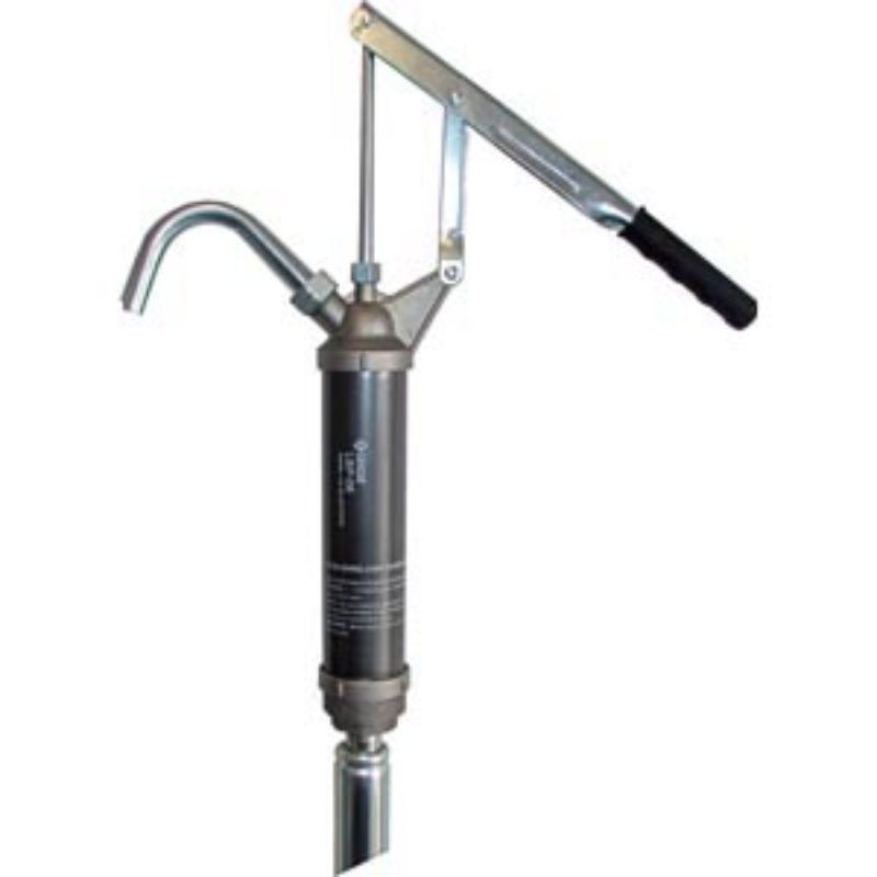 Groz Lever Action Barrel Pump with 300ml capacity, durable steel body, ideal for transferring various non-corrosive liquids.