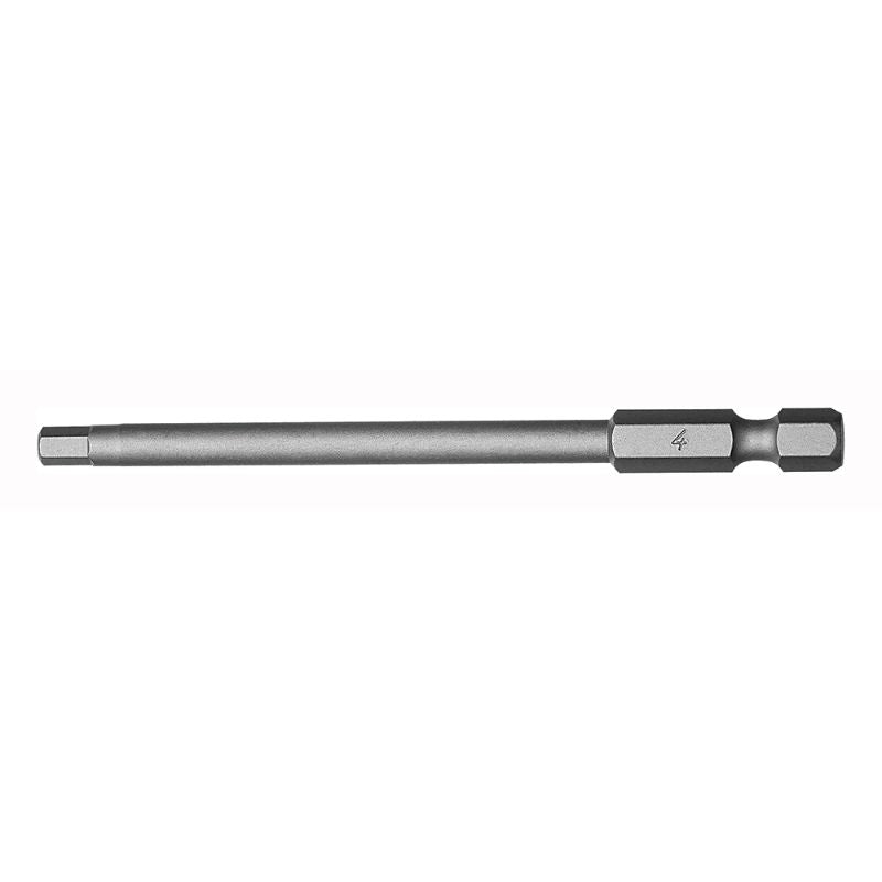 Teng Bits Hex 4mm 89mm long bit, crafted from S2 steel for durability and designed for high torsion resistance with zinc coating.
