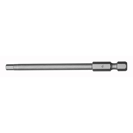 Teng Bits Hex 4mm 89mm long bit, crafted from S2 steel for durability and designed for high torsion resistance with zinc coating.
