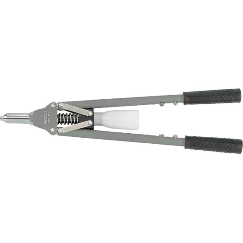 Teng H/Duty Long Arm Rivet Gun with three-jaw grip, includes nose bushes for rivets 3.2-6.4mm, ideal for heavy-duty tasks.