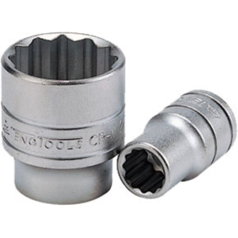 Teng 1/2in drive 7/8in 12-point socket, crafted from chrome vanadium steel for durability and precision in tight spaces.