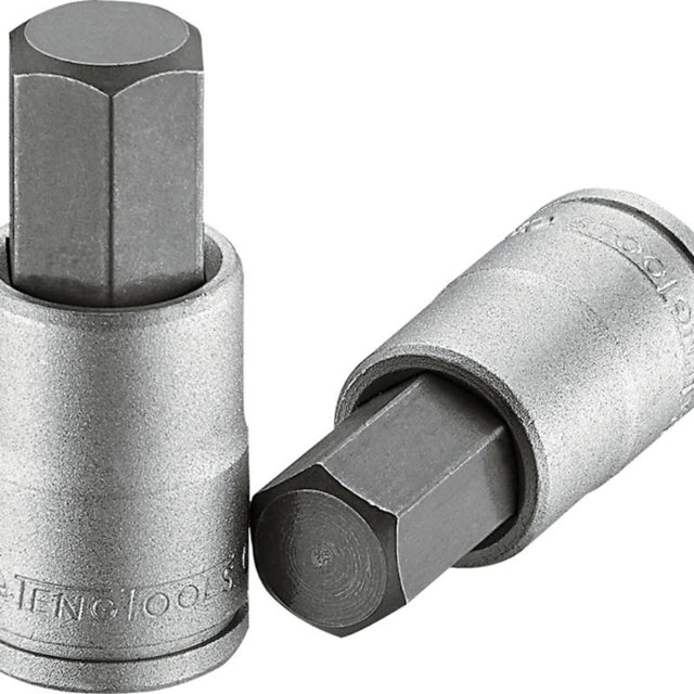 Teng 1/2in Dr. Bit Socket Hex 9/16in, chrome vanadium steel, satin finish, 55mm length, perfect for internal hex heads.