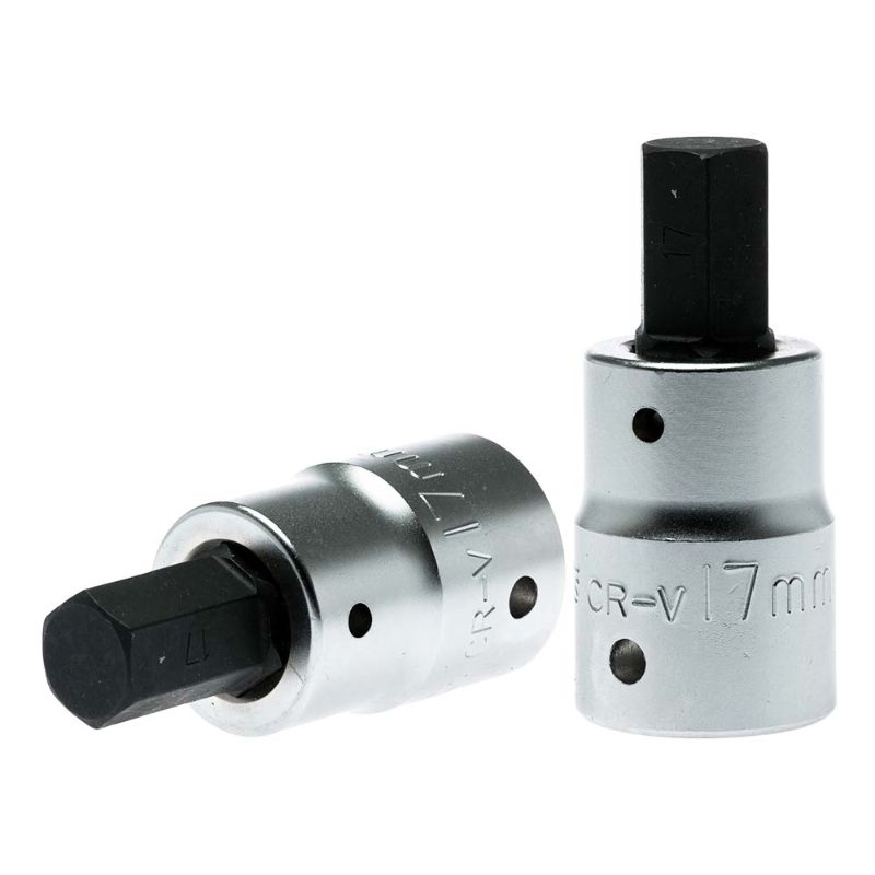 Teng 3/4in Drive Hex Bit Socket 17mm with durable satin finish, ideal for hand tightening internal hex applications.