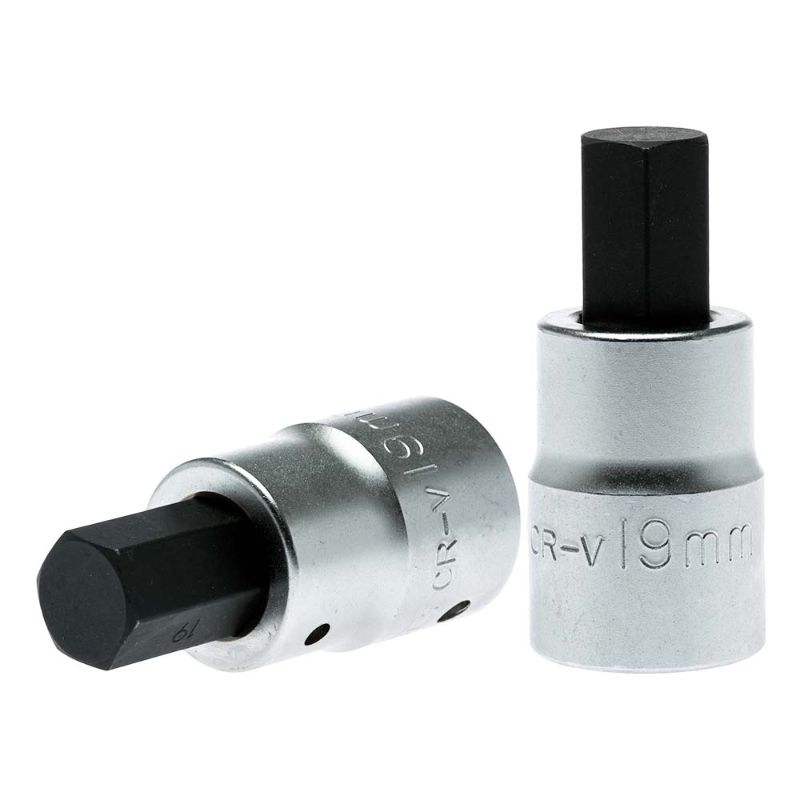 3/4in drive hex bit socket, 19mm with a satin finish for corrosion resistance, ideal for heavy-duty applications.