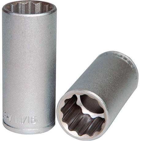 Teng 3/8in deep socket, 11/16in 12pt, durable, precision tool for automotive repairs, available in NZ, with free shipping.