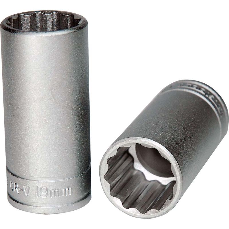 Teng 3/8in Dr. Deep Socket 19mm 12pt: Durable socket with 12-point design for precision and grip, ideal for automotive and DIY projects.