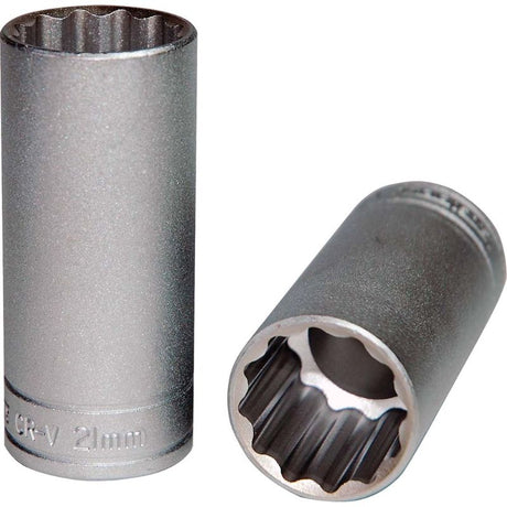 Teng 3/8in deep socket 21mm 12pt, designed for precision and durability in automotive and home repairs.