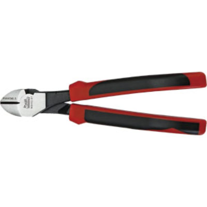 Heavy-duty side cutter with chrome molybdenum steel, 80° cutting angle, ergonomic grip, for precise cutting of tough materials.