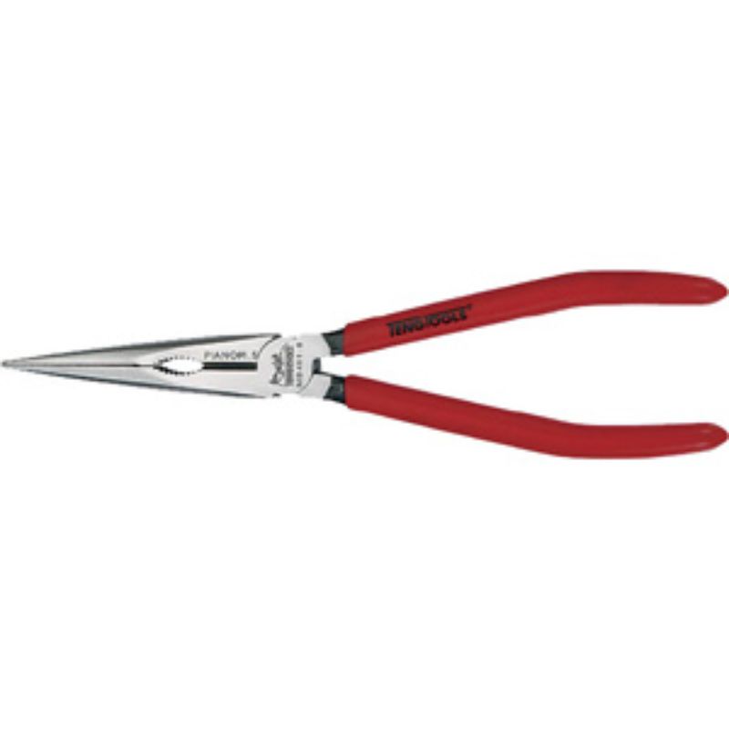 Teng MB 6in Long Nose Plier with 45-degree bent jaw, chrome molybdenum steel, ergonomic handles, ideal for precision tasks.
