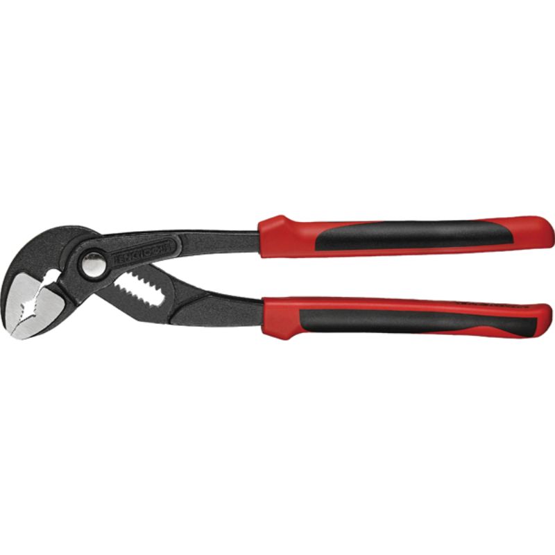 Teng MB 10in TPR Water Pump Plier with quick adjustment, ergonomic grip, and serrated jaws for strong pipe handling.