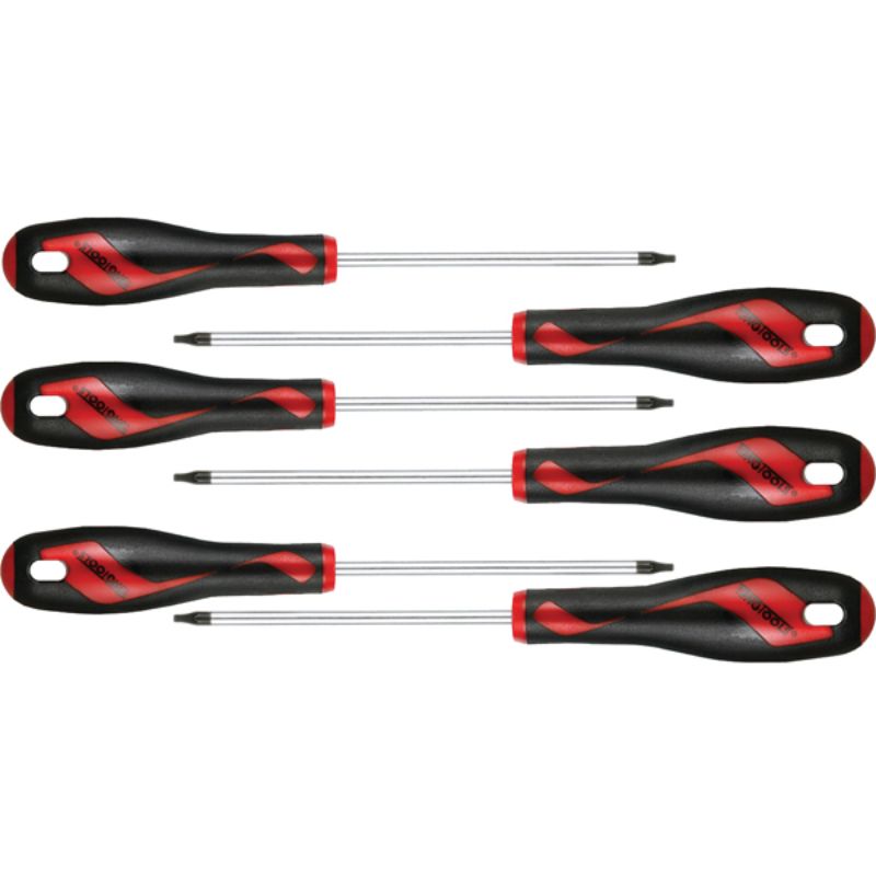 Teng 6pc MD TT-MV+ TX Screwdriver Set featuring durable steel blades, black tips, and ergonomic handles for comfort in use.