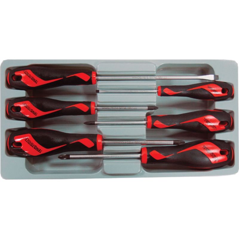 Teng 6pc screwdriver set featuring durable TT-MV PLUS steel, ergonomic handles, and a mix of slotted, Phillips, and Pozidriv heads.