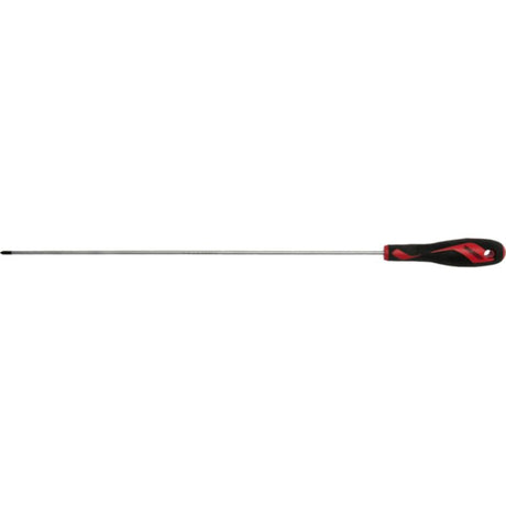 Premium 300mm Philips screwdriver with PLUS steel shaft, black phosphated tip, ergonomic handle, and hanging hole for easy storage.