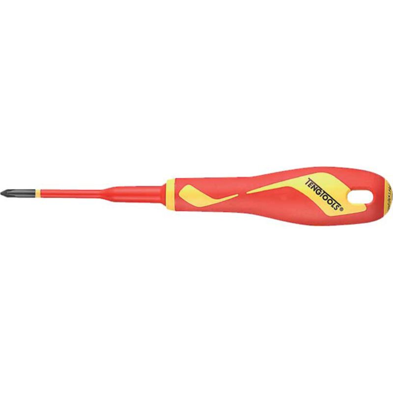 Teng MD 1000V VDE Screwdriver PH1 x 80mm with insulated RBD blade for safe access to recessed screws in electrical work.