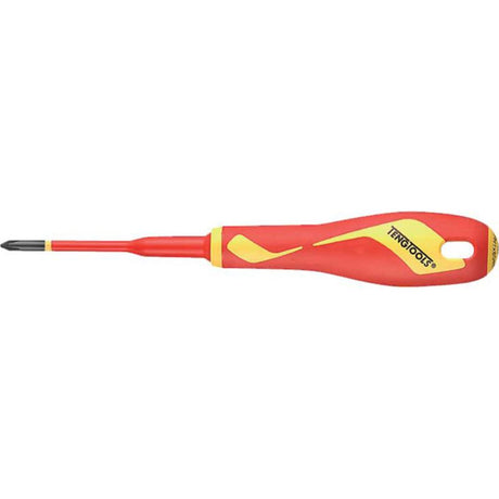 Teng MD 1000V VDE Screwdriver PH1 x 80mm with insulated RBD blade for safe access to recessed screws in electrical work.