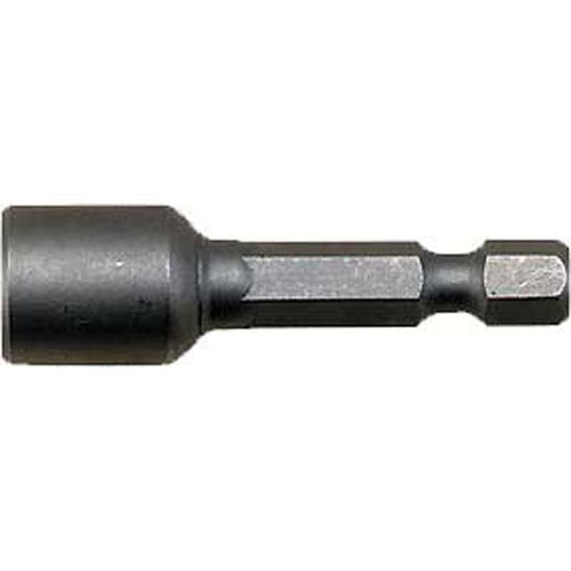 Magnetic nut setter with 1/4 inch hex opening, 45mm long, securely holds screws for effortless fastening in tight spaces.