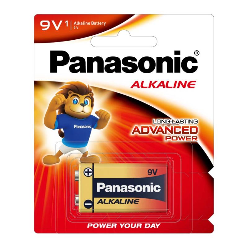 Panasonic 9V Alkaline Battery (1pk) - reliable power source for baby monitors, smoke detectors, and remote control toys.