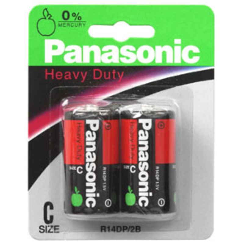 Panasonic C Battery Heavy Duty (2pk) for reliable power in household devices, toys, and flashlights, ensuring long-lasting performance.
