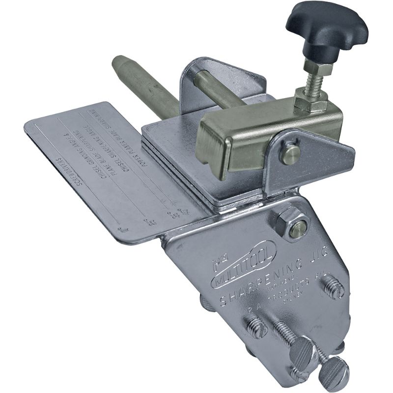 Multitool Sharpening Jig with adjustable angles for precise sharpening of knives, chisels, and tools, ideal for all users.