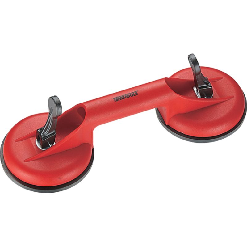 Teng 118mm Suction Lifter with twin cups, 60kg capacity, ideal for lifting glass, marble, and tiles safely.