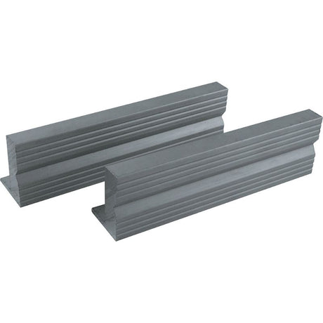 Magnetic aluminium soft vice jaws, 150mm, protect workpieces from marks and secure with two magnetic tabs.