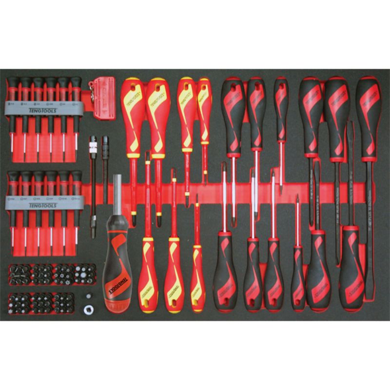 98pc Teng Screwdriver Set in EVA tray, featuring TX, TPX, Power-Thru, and VDE screwdrivers for efficient fastening tasks.