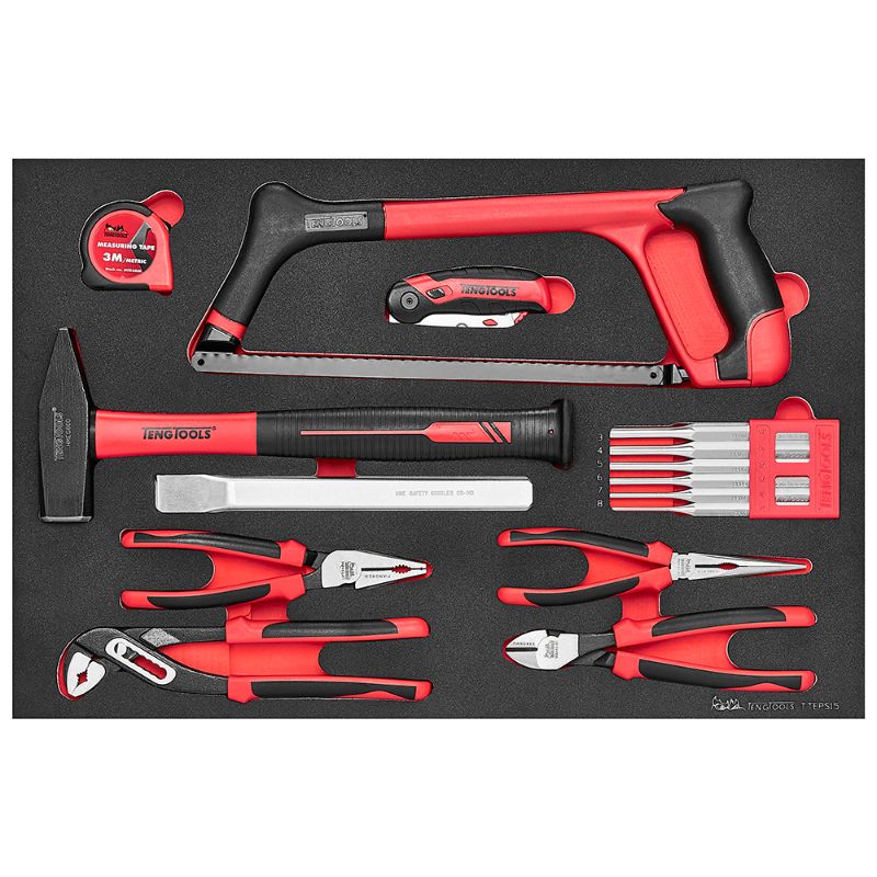 Teng 15pc General Tool Set in EVA case, featuring essential tools for DIY projects and repairs, designed for durability and ergonomics.