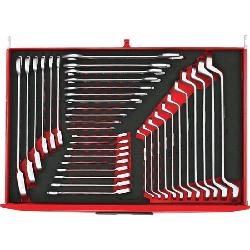 Teng 37pc Metric Spanner Set in EVA tray, featuring reversible and open-ended spanners for efficient automotive and DIY tasks.