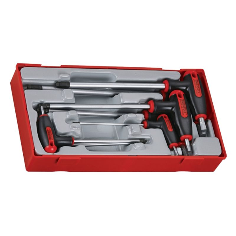 Teng 7pc T-Handle Hex Driver Set in TC-Tray, featuring T-handles and ball point heads for easy access to screws.