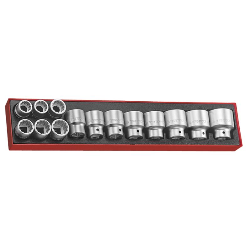 Teng 14pc 3/4in Dr. AF Socket Set in TC tray, featuring durable chrome vanadium steel sockets and organized storage for efficiency.