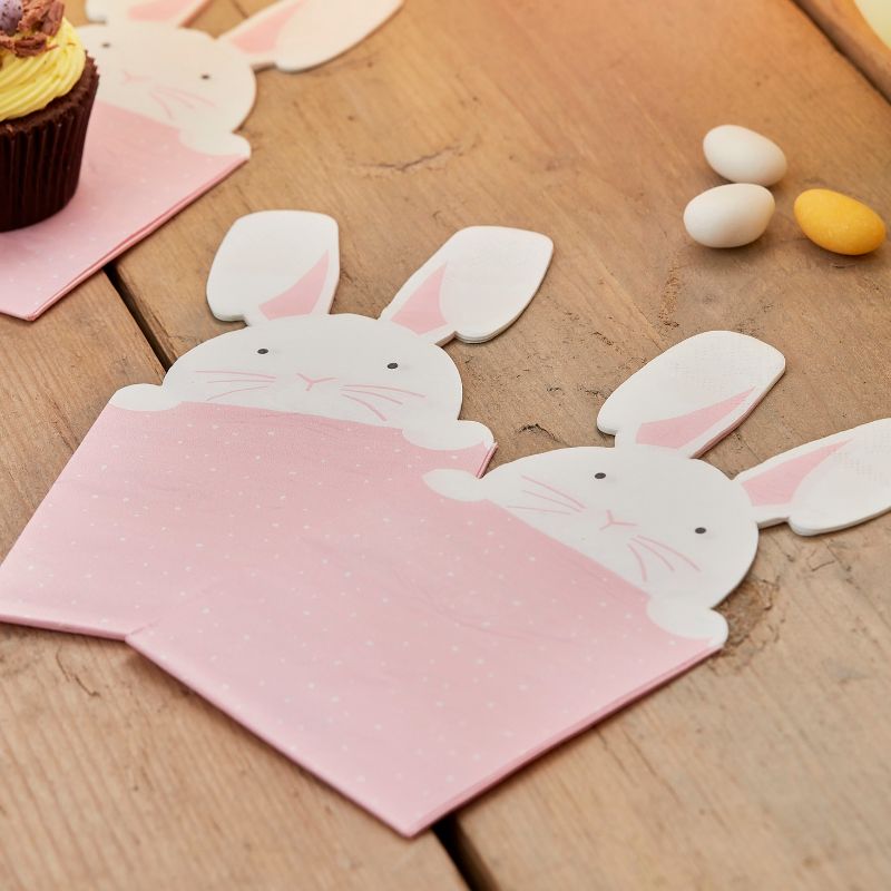 Ginger Ray Eggciting Napkins featuring charming bunny designs, ideal for enhancing your Easter table decor.