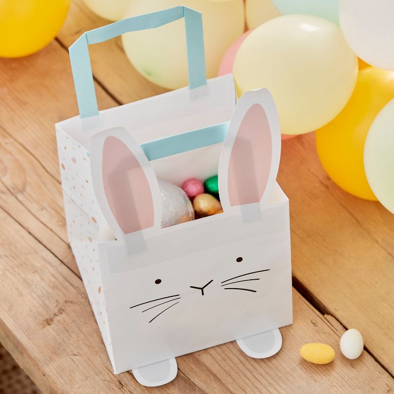 Pastel bunny treat bags with pop-out feet, perfect for Easter egg hunts and eco-friendly gifting.