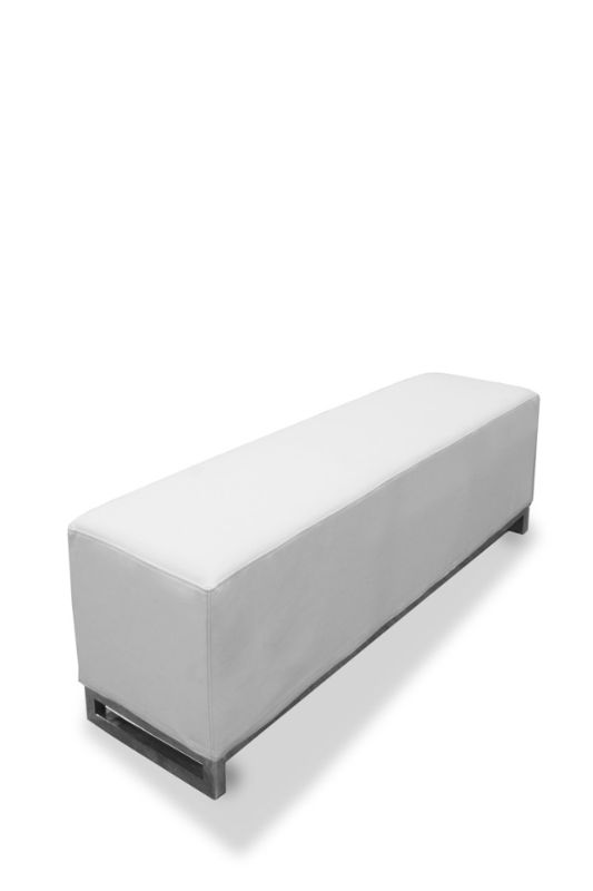Stylish white ottoman bench with a plush surface, replaceable cover, and ample seating for versatile home decor use.