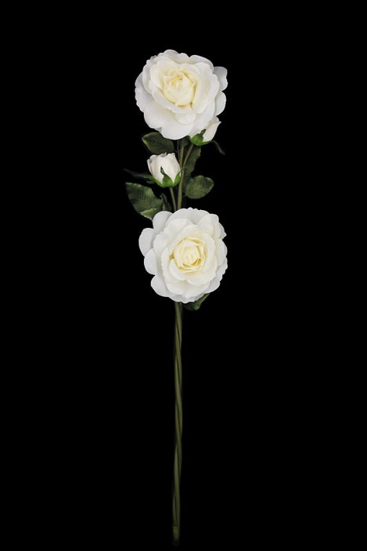 Lifelike XL Four Head White Rose Stem set of 2, 132cm long, perfect for elegant floral arrangements and home decor.