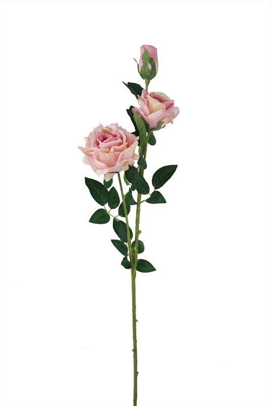 Artificial large white rose spray set of 5, featuring two large heads, one medium head, and one bud for elegant decor.