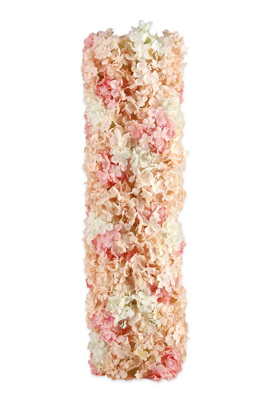 Elegant white hydrangea roll featuring 60 heads, perfect for weddings and event decor, sized 110cmH x 30cmD.