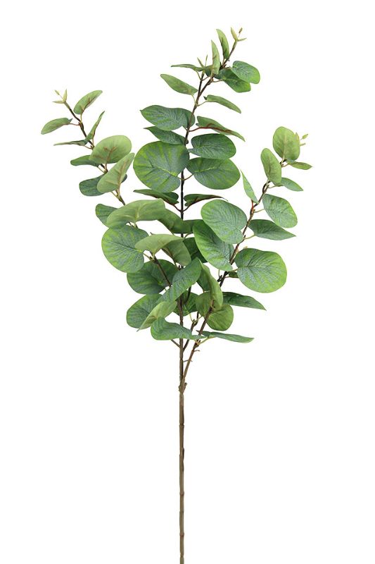 Set of 6 light green artificial eucalyptus sprays, each with 3 lush fronds, perfect for stylish decor and arrangements.