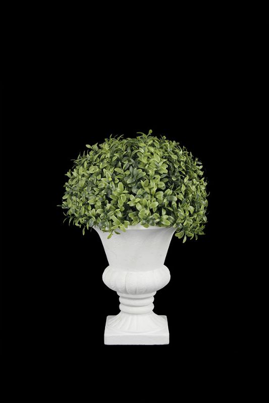 Artificial potted greenery in a white urn, perfect for elevating home decor or event elegance without maintenance.