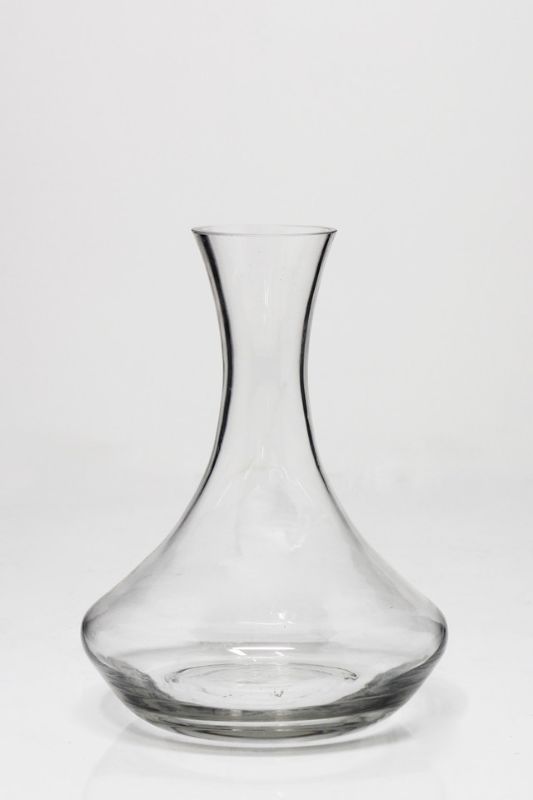 Set of 4 clear glass wine decanters, enhancing wine aroma and style for dining and decor.