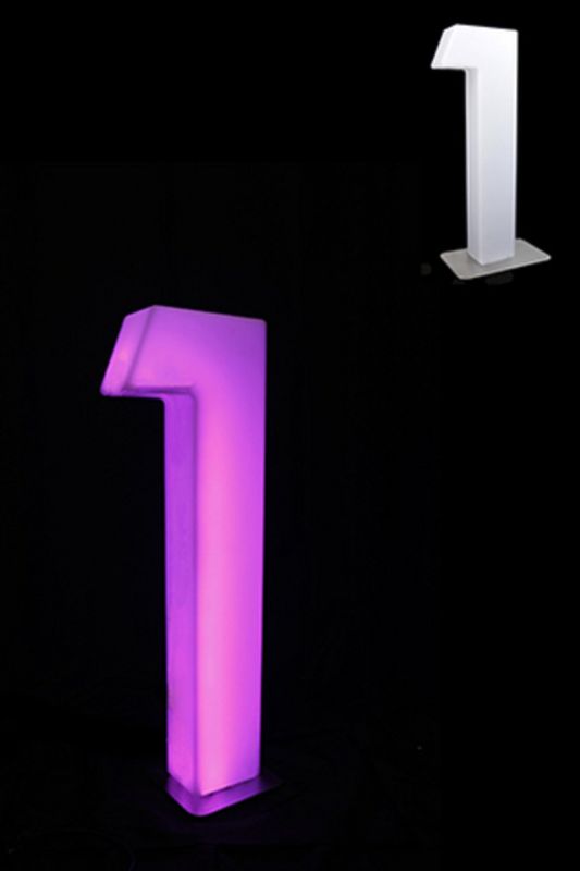 Giant LED Number 1 in RGB colors, 81cm high, remote-controlled for vibrant celebrations and parties.