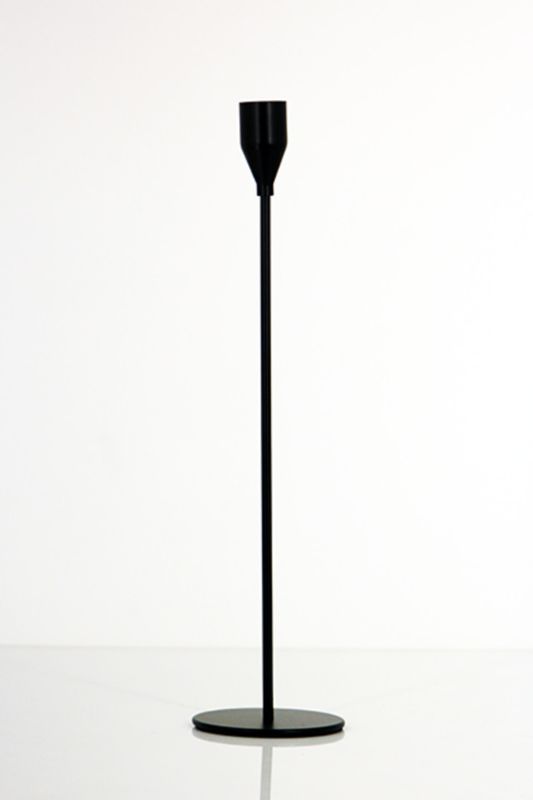 Elegant set of 5 black candle sticks, 31cm tall, perfect for taper candles and enhancing any decor style.