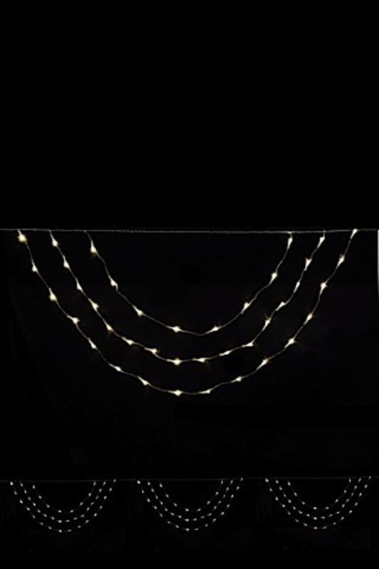 120 LED Triple Swag in White, 300cm x 50cm, illuminates spaces with warm white glow, ideal for indoor/outdoor decor.