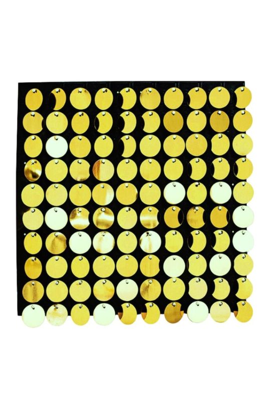 Round gold sequin backdrop panels, 30x30cm, set of 24 for glamorous event décor and stunning photo backgrounds.
