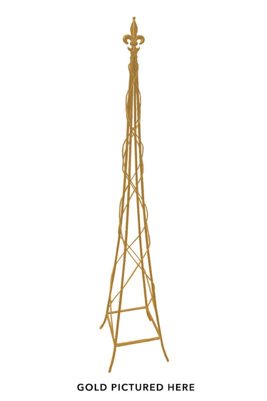 Eiffel Tower-shaped white stands, set of 2, perfect for elegant decor and versatile centerpieces at events.
