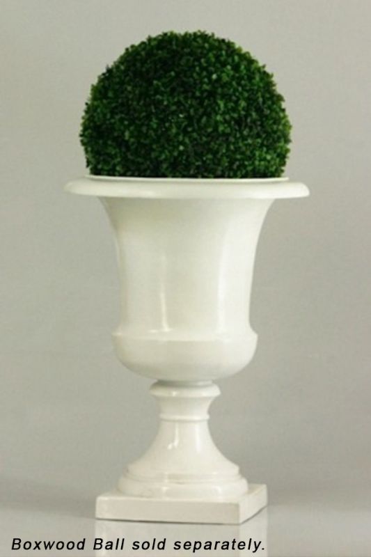 Elegant large white gloss urn for floral displays, made of lightweight fibreglass, ideal for interiors and gardens.