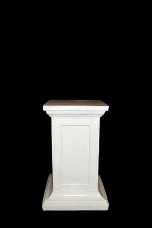 Small white gloss pedestal standard, 27x27x53 cm, ideal for showcasing decor in homes and businesses.