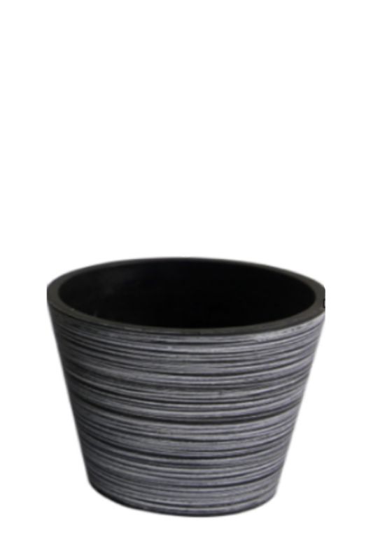 Set of 5 eco-friendly charcoal planters made from recycled materials, featuring a stylish ribbed design for indoor/outdoor use.