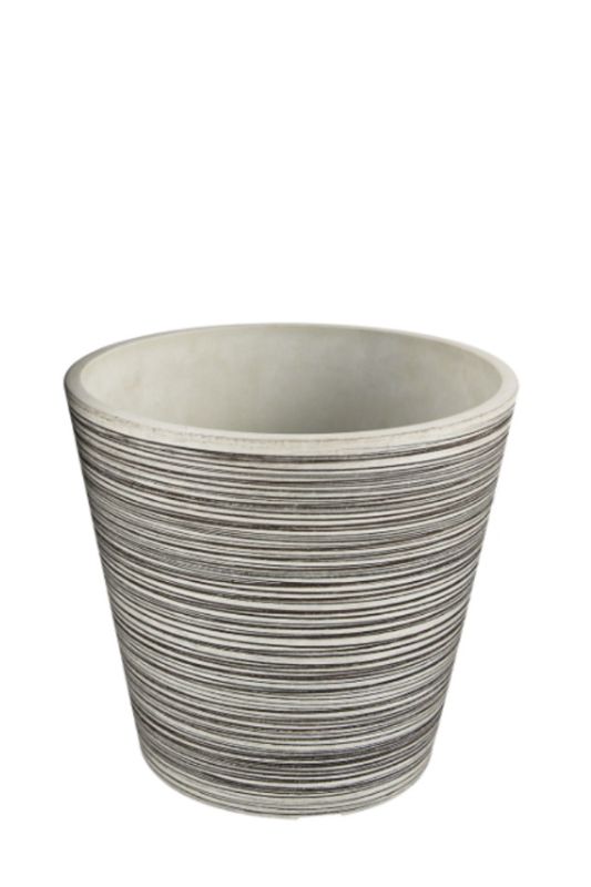 Eco-friendly set of 4 ribbed stone planters made from recycled materials, perfect for indoor or outdoor use.