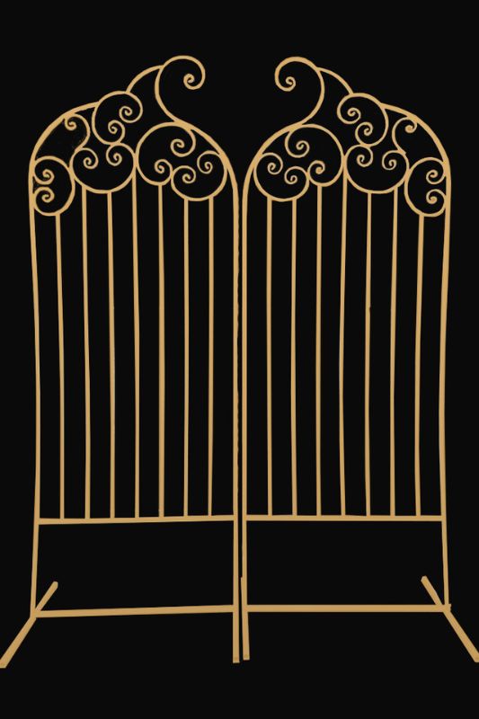 Elegant gold French door panels, 93W x 257cmH, perfect for upscale event backdrops, weddings, and photo settings. Set of 2.
